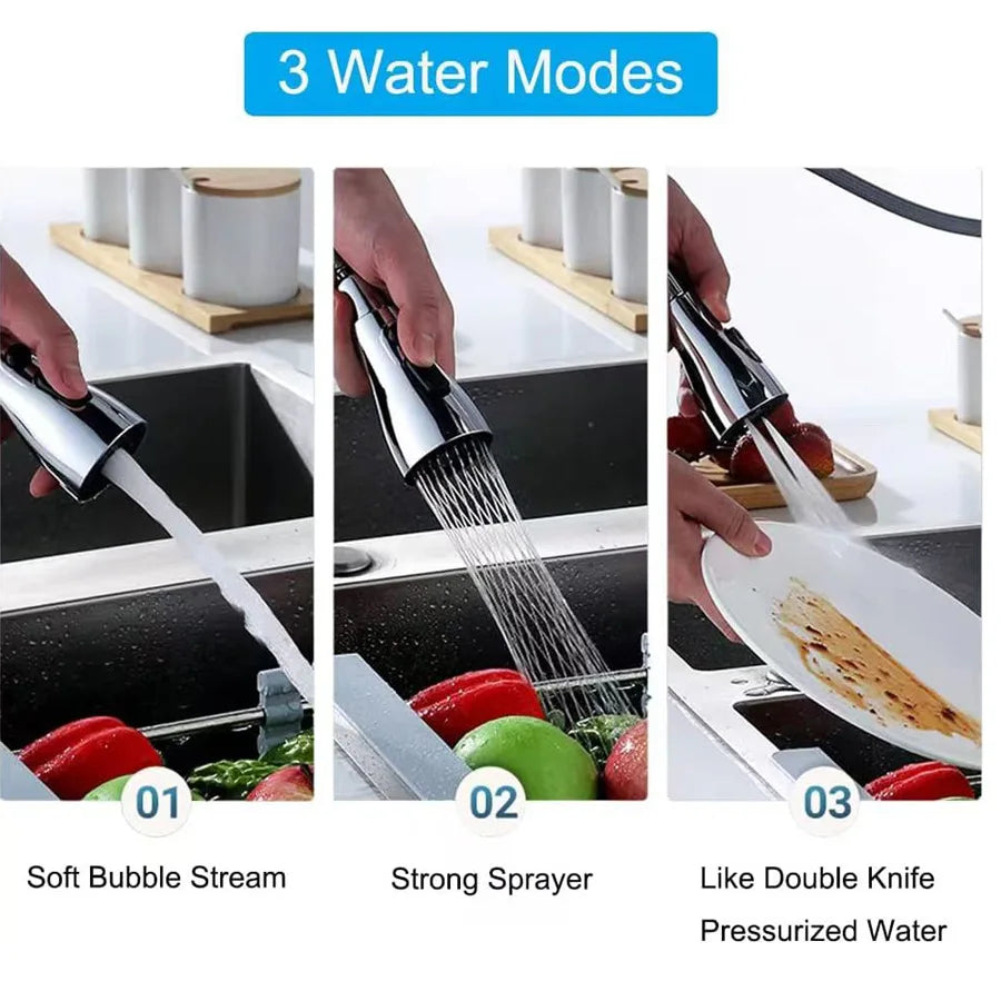 Faucet Extender 360° Universal Rotation Extension Splash Proof Aerator 3 Modes Kitchen Sink Accessory With Universal Adapter