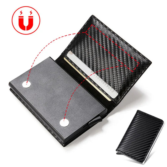 Magnet ANTI Rfid Credit Card Holder with Magnetic Buckle Closer Men Wallets Bank Cardholder Case Slim Magic Mini Smart Wallet