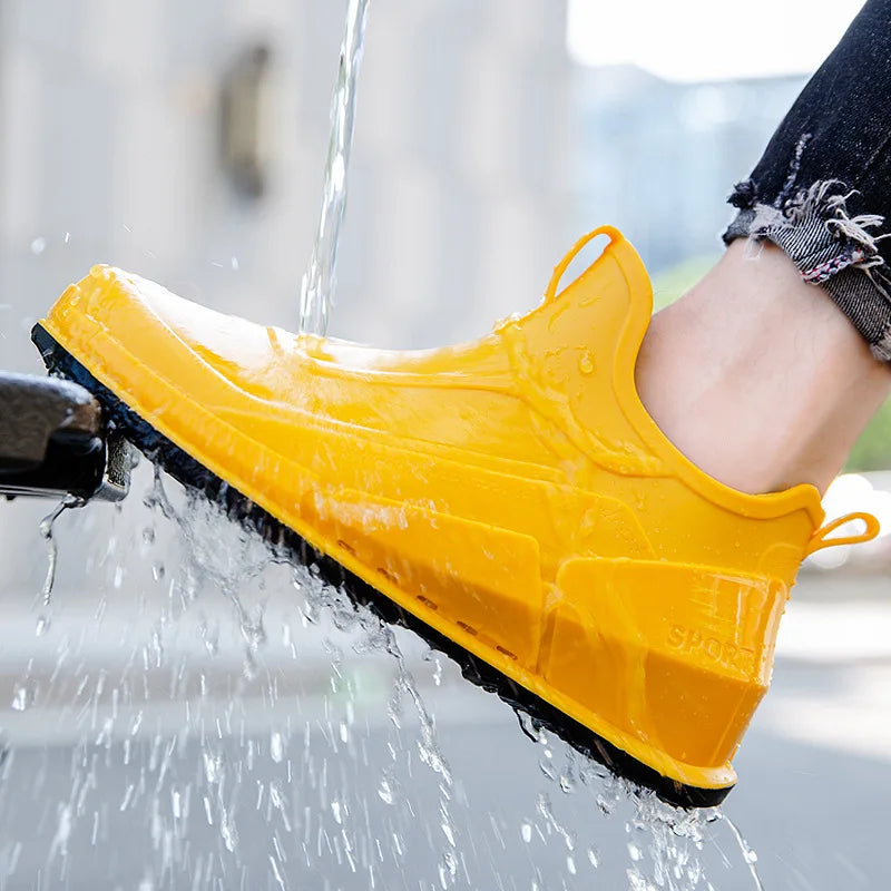 Ankle Rain Boots For Men Summer Work Fishing Anti-slip Waterproof Shoes Kitchen Car Wash Slip On boots Fashion Women