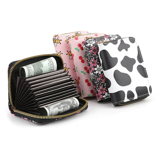 Multi Card Slot Holder Exquisite Small Girl Fashion Zipper Coin Identity Credit Card Holder PU Leather Women's Coin Purse