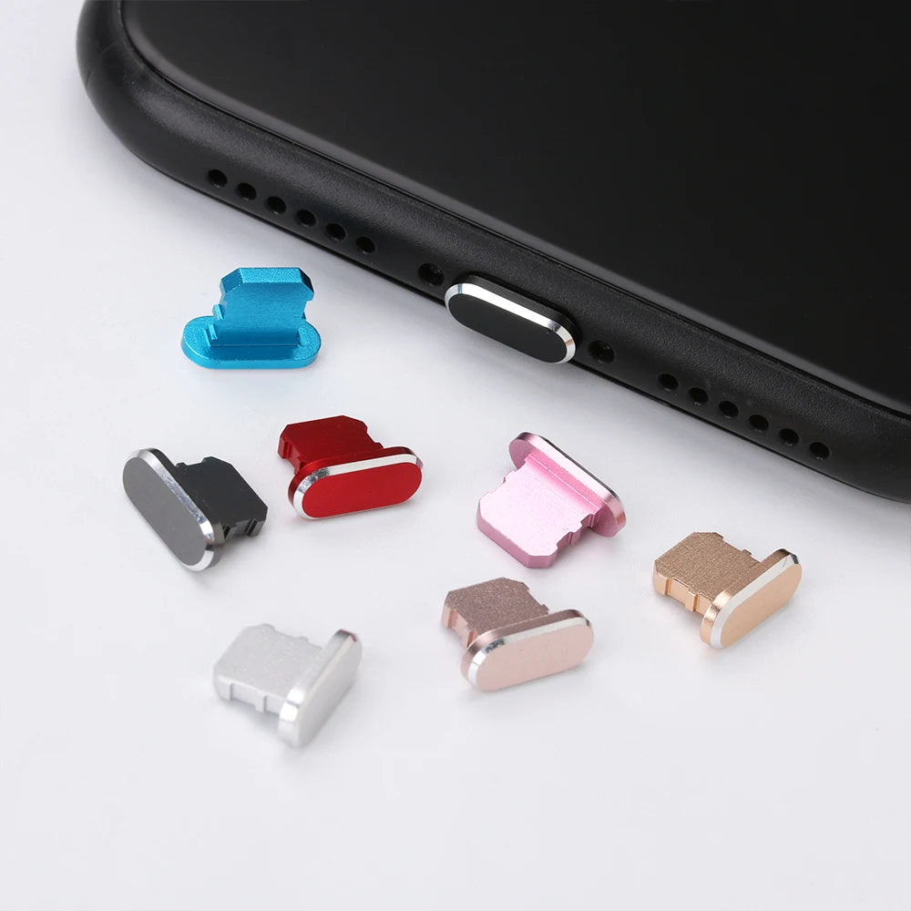 1PC Metal Charger Port Anti Dust Plug Stopper For iPhone15 14 13 12 11 X XR Max 8 7 Plus Phone Accessory Charging Plug Cap Cover