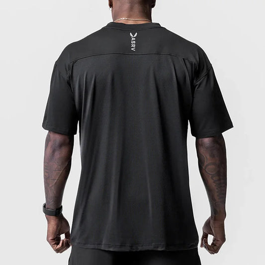 Men's Summer Gym T-shirt Loose Oversized O-Neck Short Sleeve Shirt Man Quick Dry Breathable Casual Tee Clothing Fitness Tops