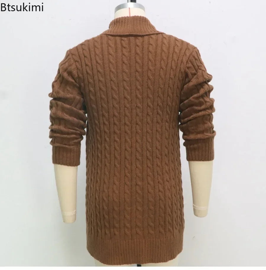 2024Men's Knitting Cardigan Jacket Coats Spring Autumn Slim Fit Cardigan Coat Male British Style Button Long Sleeve Men Clothing