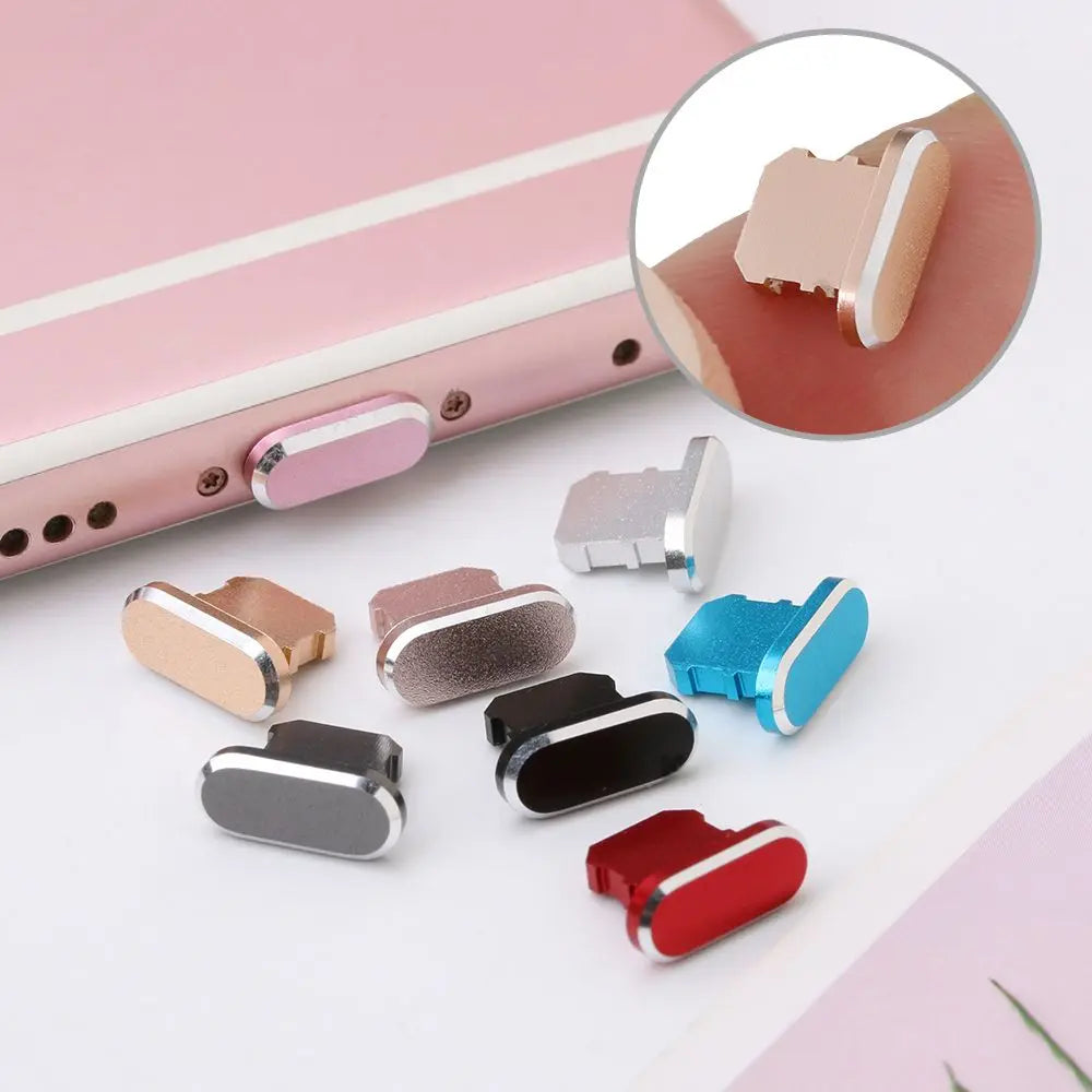 1PC Metal Charger Port Anti Dust Plug Stopper For iPhone15 14 13 12 11 X XR Max 8 7 Plus Phone Accessory Charging Plug Cap Cover