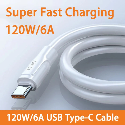 120W Super Fast Charge Type C Cable for iPhone 14 Xiaomi Mi 12 Pro Huawei Mate40 Mobile Phone Accessories Charger USB C Cable